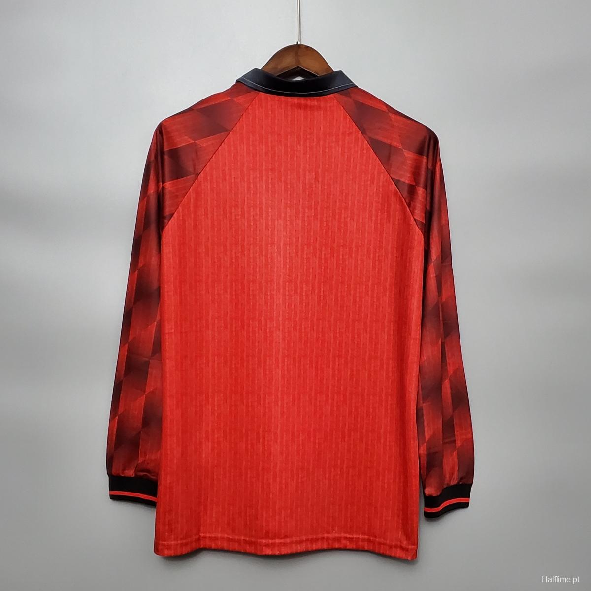 Retro Long Sleeve 1996 Manchester United home Soccer Jersey