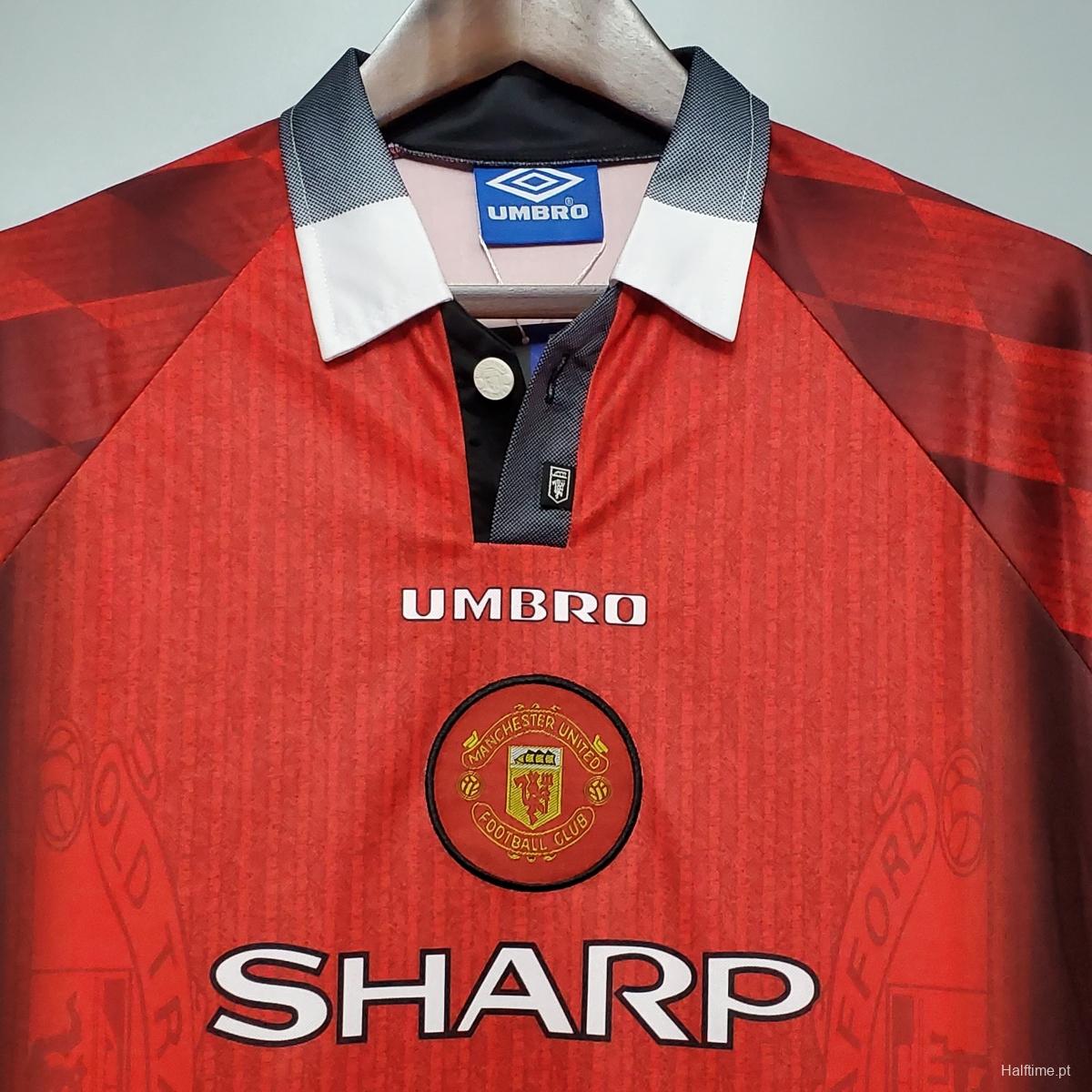 Retro Long Sleeve 1996 Manchester United home Soccer Jersey