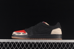 Air Jordan 1 Low Carnivore predator theme black and red low-side cultural board shoes DN3400-001