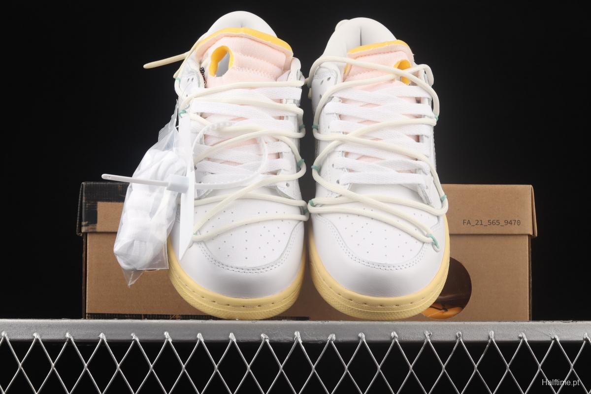 OFF-White x NIKE DUNK Low OW white and gray leisure sports skateboard shoes DM1602-127,