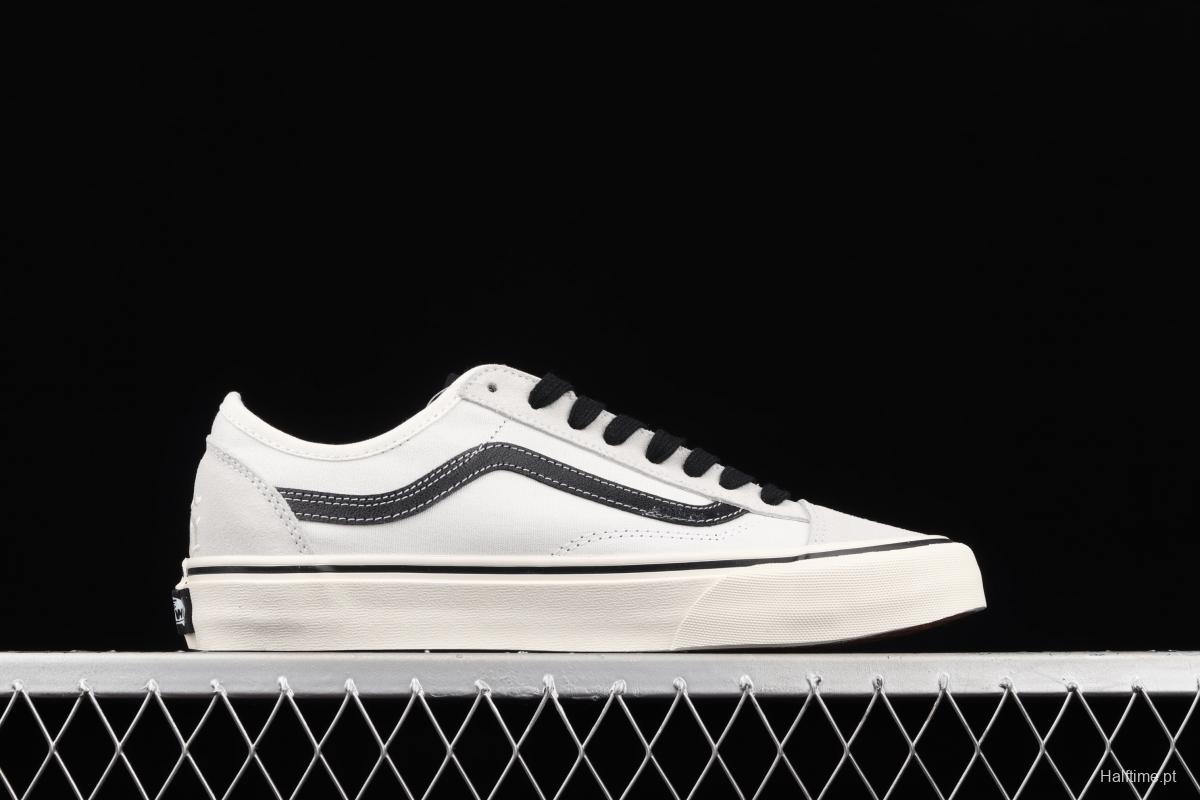 Vans Style 36 million gray rice white side stripes low-edge sports board shoes VN0A3MVLXGL