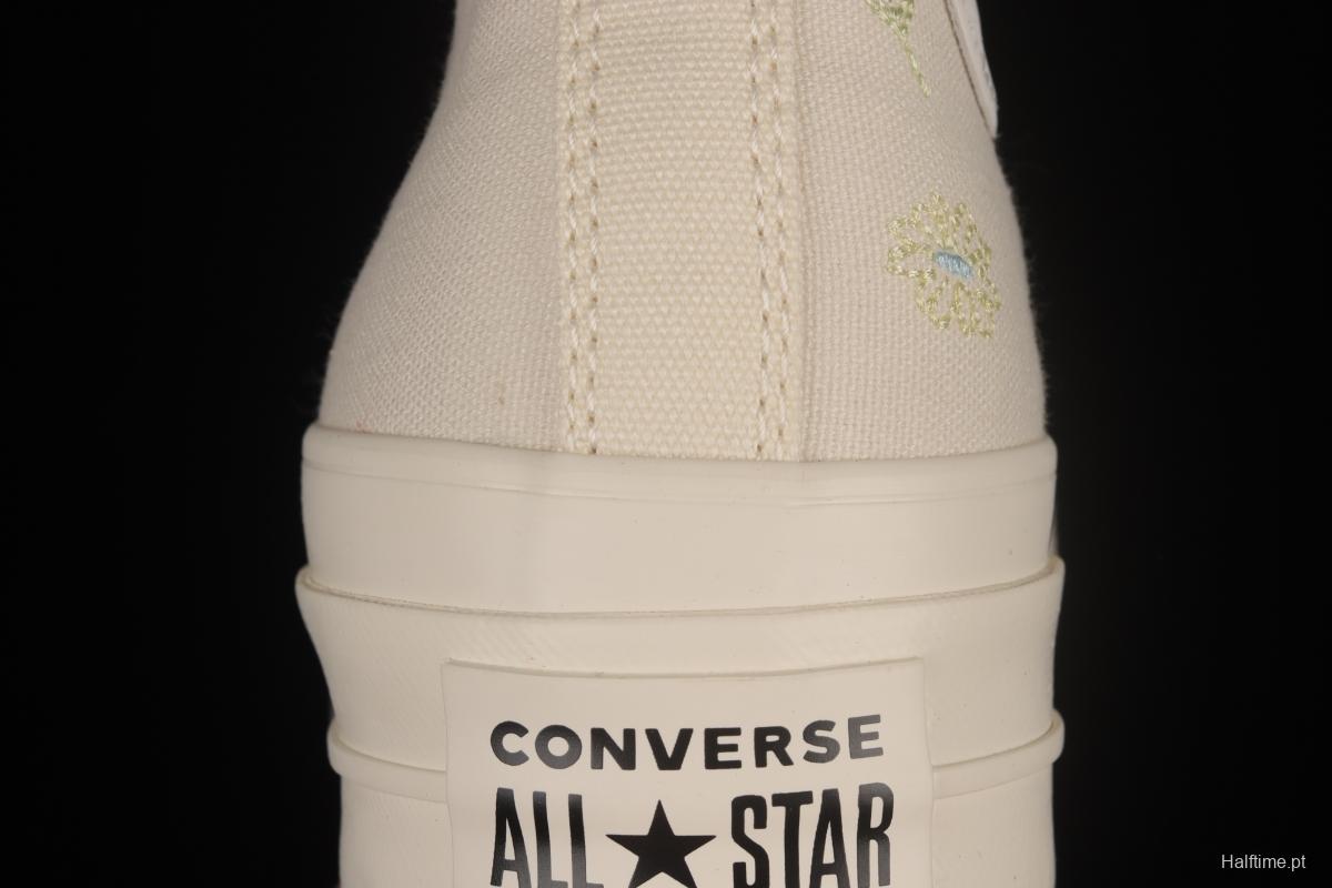 Converse All Star Lift Embroidered Flowers Platform Shoes A01586C