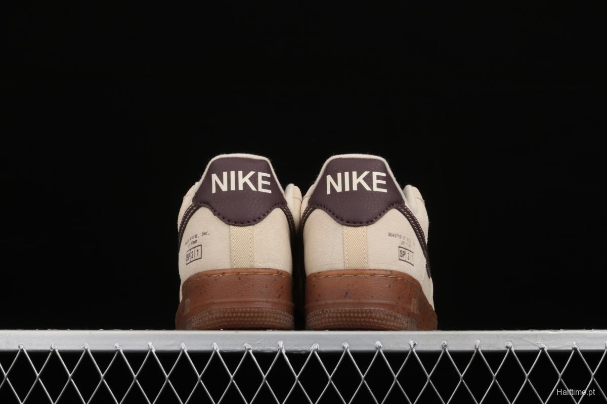 Air Force 1x07 light brown coffee low-top casual board shoes DD5227-234