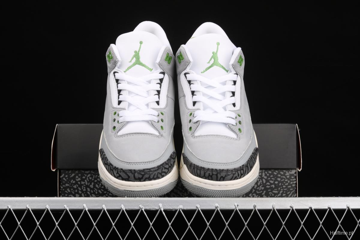 Air Jordan 3 Retro Chlorophyll AJ3 Joe 3 chlorophyll Gray Green manuscript 136064-006