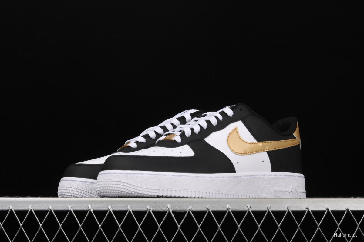 NIKE Air Force 1' 07 Lx black gold low upper shoes CZ9189-001