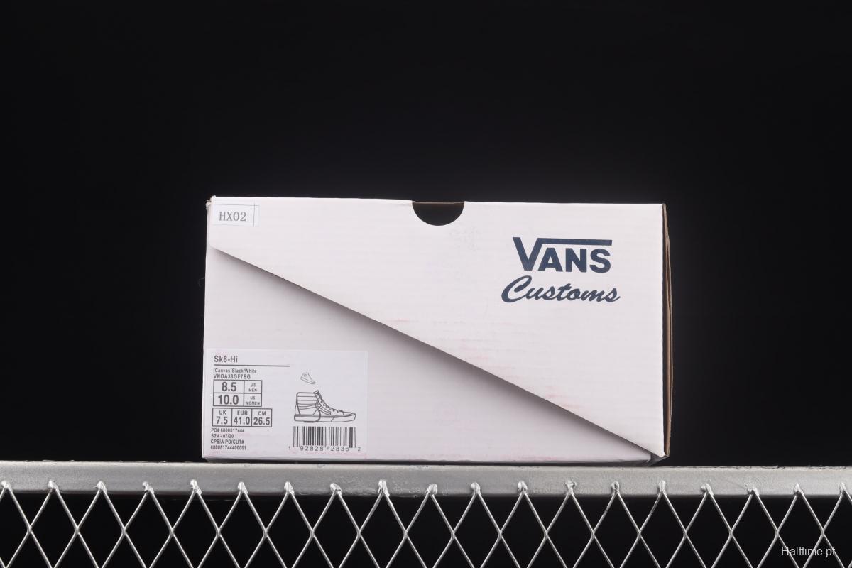 Vans Sk8-Hi BAPE co-signed Anaheim black and white classic high top casual board shoes VN0A38GF7BG