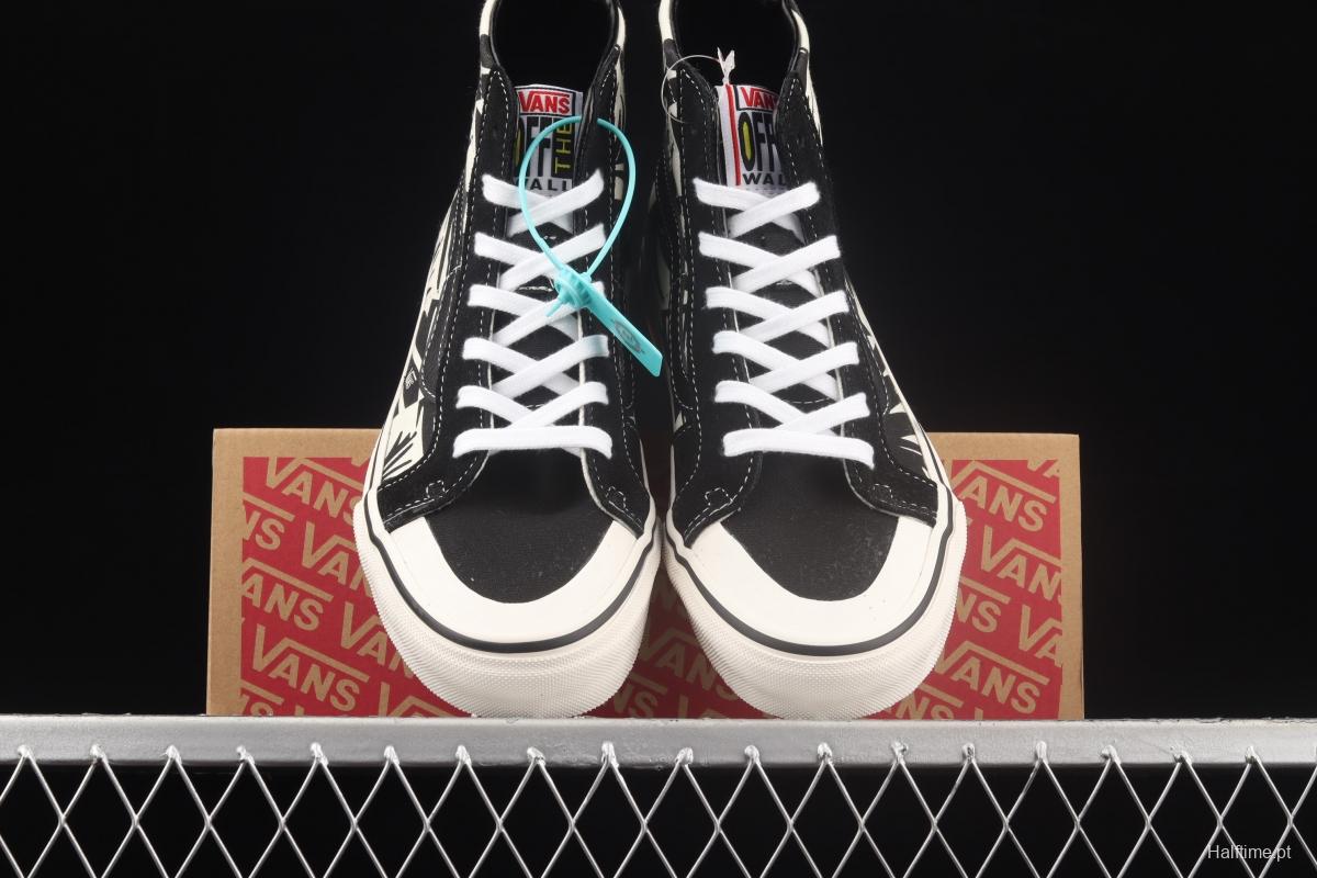 Vans Sk8-Hi 138Decon black and white printed high-top casual board shoes VN0A3MV136K