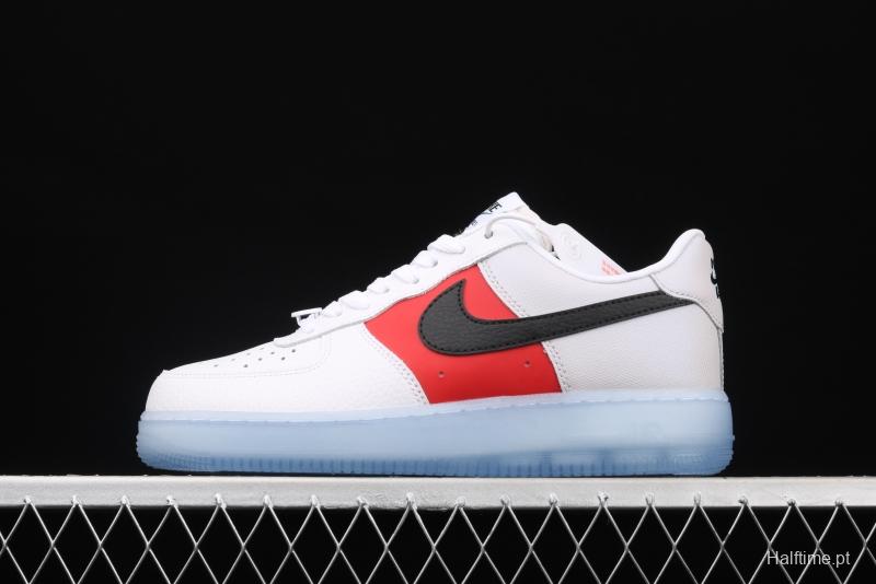 NIKE Air Force 1 Low white and red stitched transparent soles and low upper casual board shoes CT2295-110,