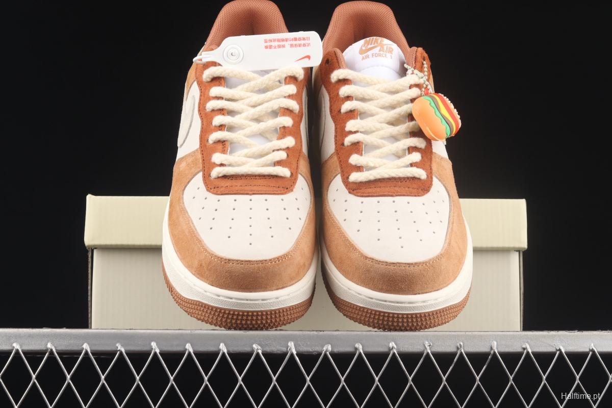 NIKE Air Force 1x 07 ESS milk tea hamburger low top casual board shoes CW2288-855