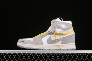 Air Jordan 1 Switch Light Smoke Grey soot zipper J1 high-end cultural basketball shoes CW6576-100