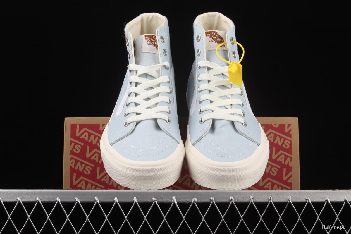 Vans Sk8-Hi environmental protection series light blue high-top canvas casual shoes VN0A4U169FR