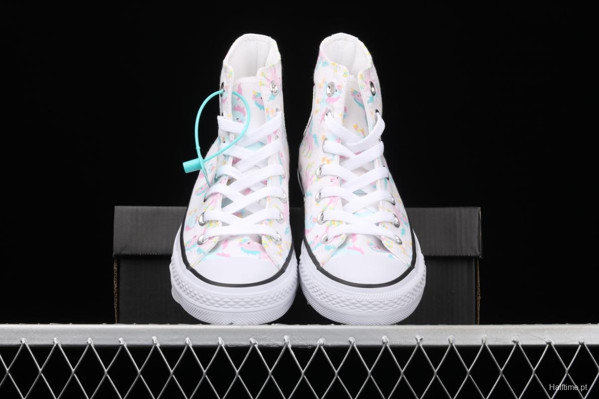 Converse Taylor Converse unicorn printed white high-top casual board shoes 669816C