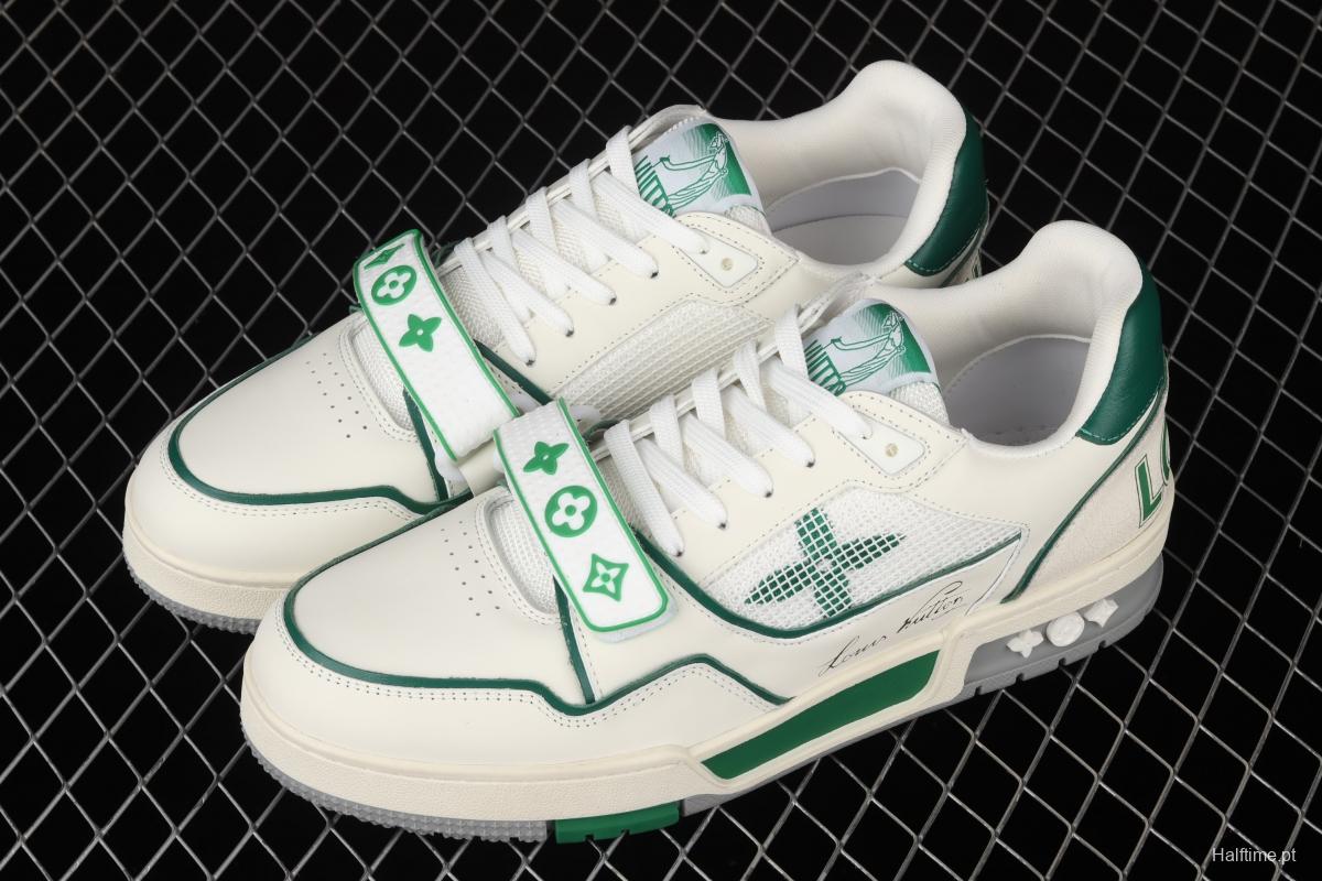 Authentic LV 2021ss early spring fashion catwalk sneakers 410N White Green