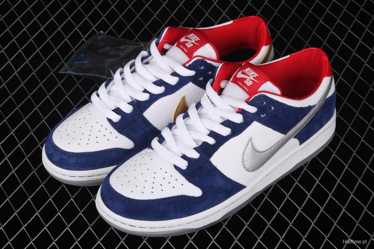 NIKE SB DUNK Low Prm QS Paris BMW gold and silver hook leisure sports shoes 839685-416