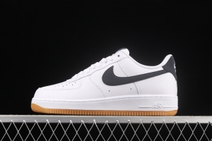 NIKE Air Force 1x07 Low white and black raw rubber classic low-top casual board shoes CI0057-100