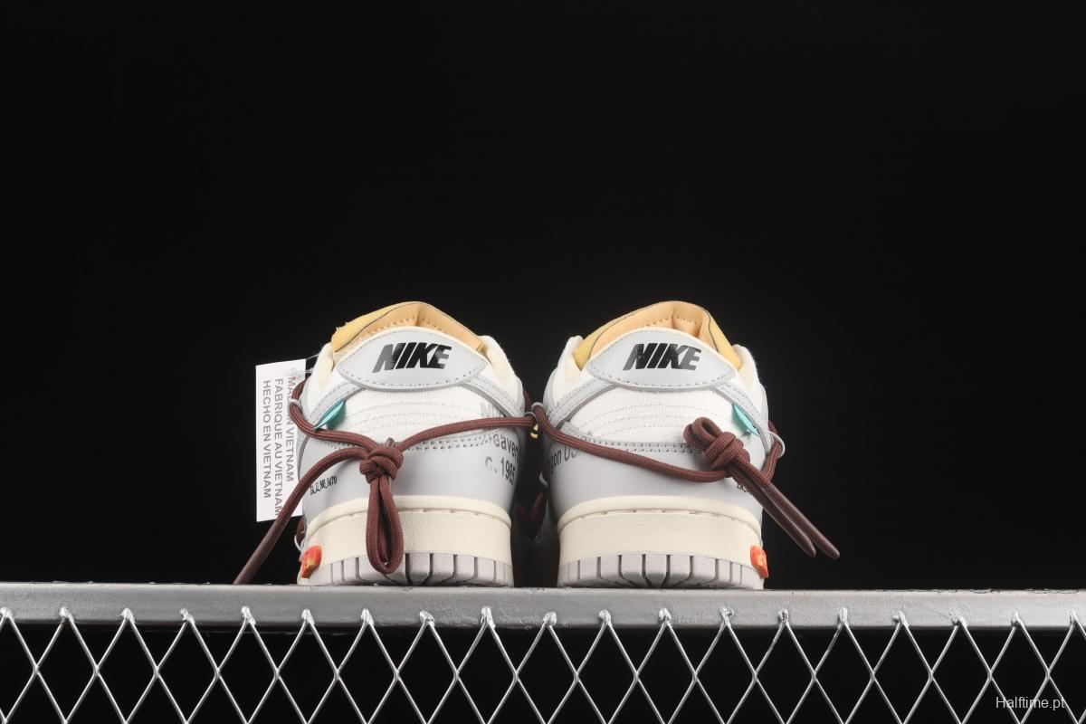 OFF-White x NIKE DUNK Low OW white gray leisure sports skateboard shoes DM1602-102