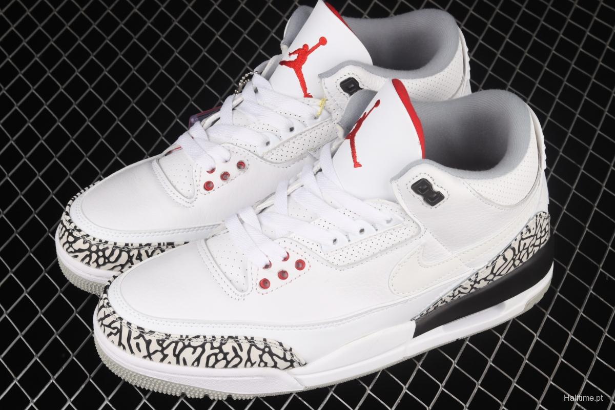 Air Jordan 3 TiNIKEer Hatfield AJ3 Joe 3 manuscript White cement Hook AV6683-160