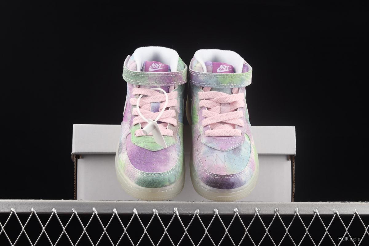 NIKE Air Force 1: 07 Mid WB dazzling ribbon lamp state size Kids 314197-8700