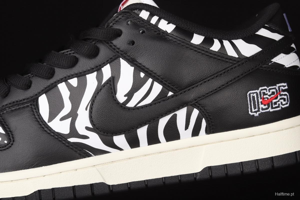 Quartersnacks x NIKE SB DUNK Zebra black and white zebra stripes joint style low-side sports and leisure board shoes DM3510-001