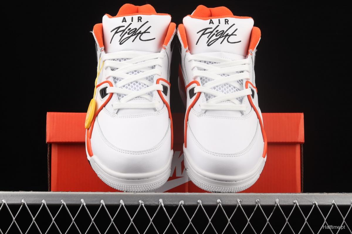 NIKE Air Flight 89 white orange color cushion basketball shoes CZ6097-100