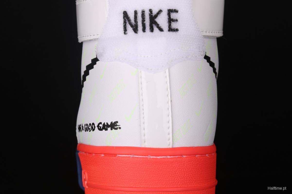 OFF-White x NIKE Air Force 1: 07 Vntg Suede Mix joint video game League of Legends skin luminous high-top casual board shoes DC2111-101