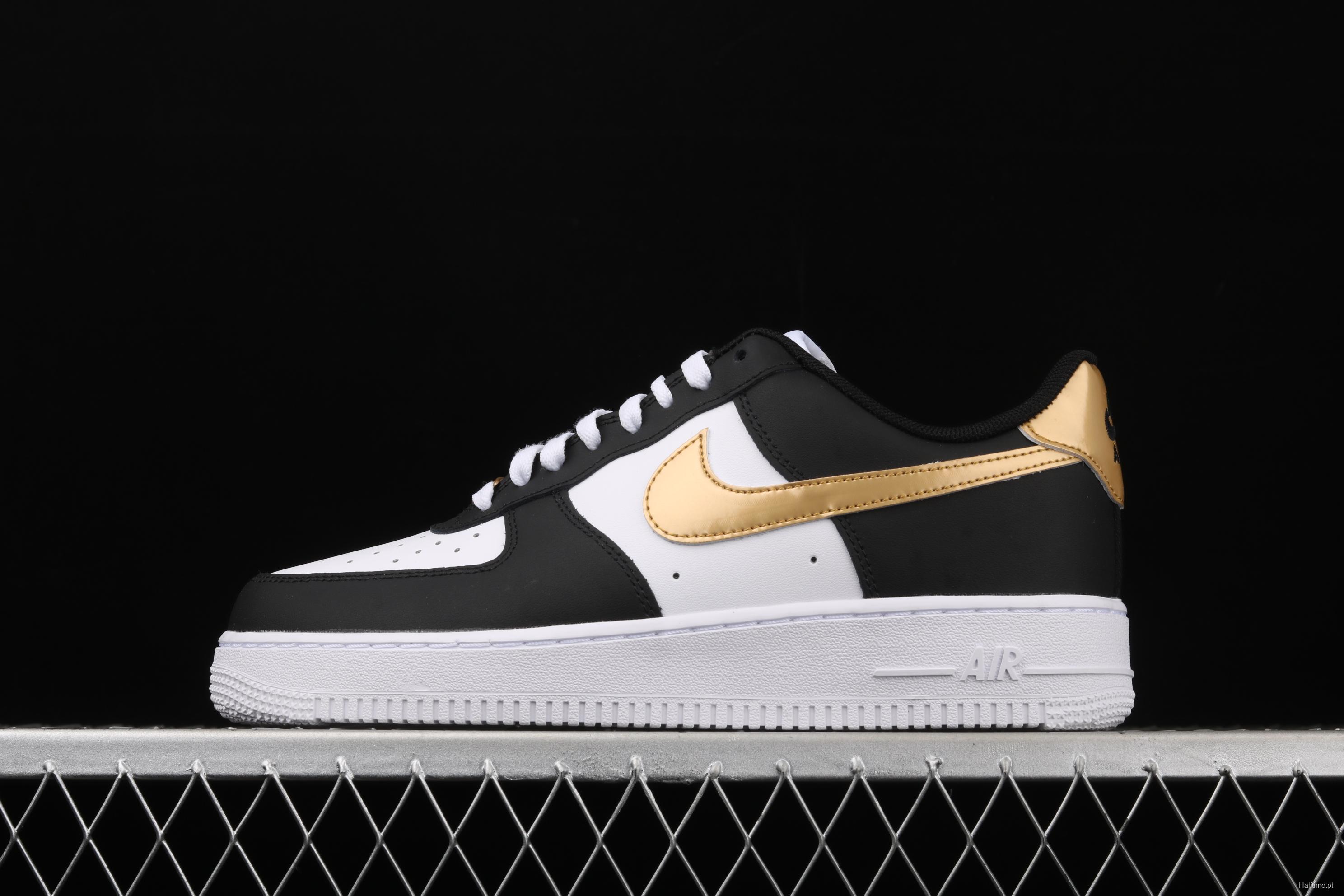 NIKE Air Force 1' 07 Lx black gold low upper shoes CZ9189-001