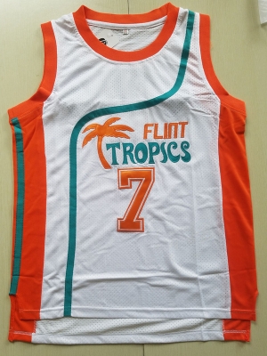 Flint Tropics 7 Coffee Black Basketball Jersey Semi Pro Team New