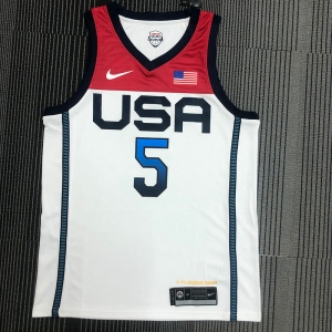 Thai Version Men's Zach LaVine White USA Basketball Player Jersey