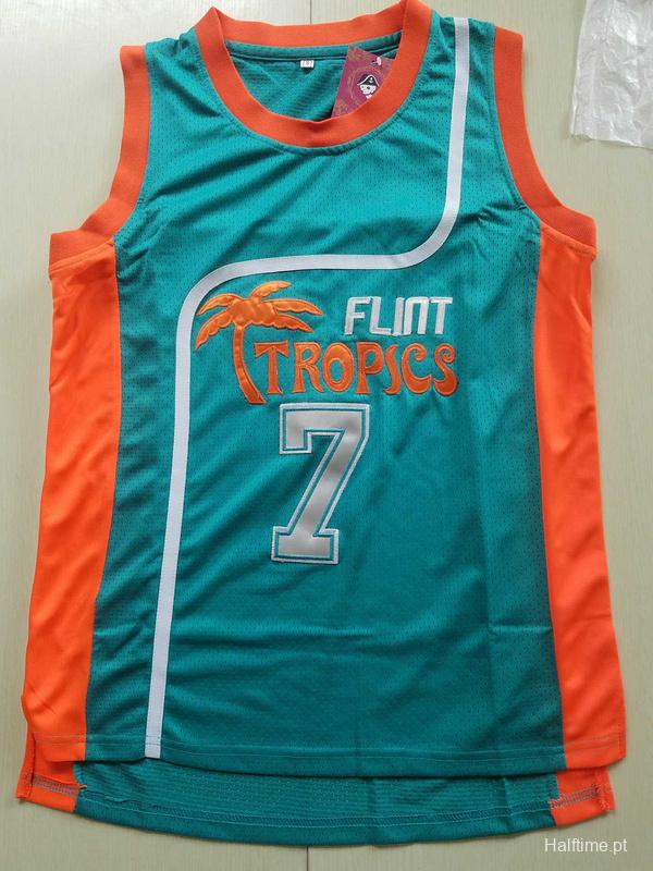 Flint Tropics 7 Coffee Black Basketball Jersey Semi Pro Team New