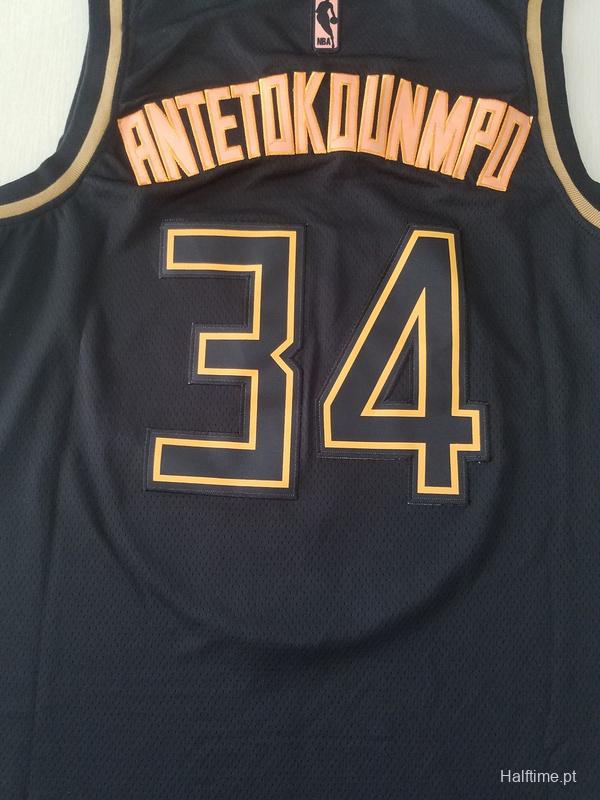 Giannis Antetokounmpo 34 Black Golden Edition Jersey