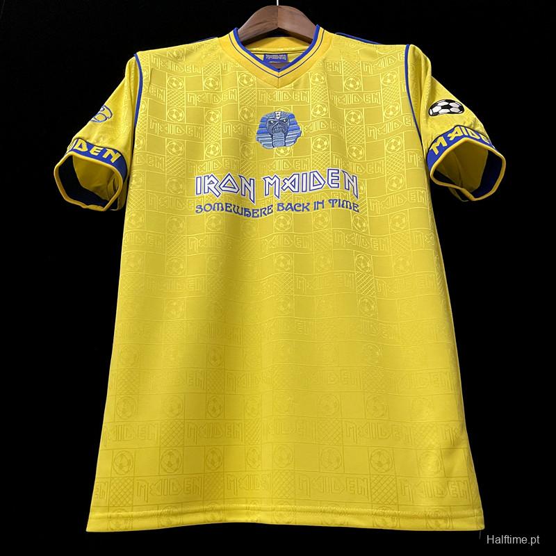 Retro 2008 West Ham Iron Maiden Yellow Jersey