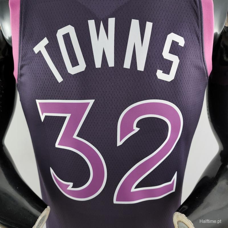 Minnesota Timberwolves TOWNS#32 Black And Purple NBA Jersey