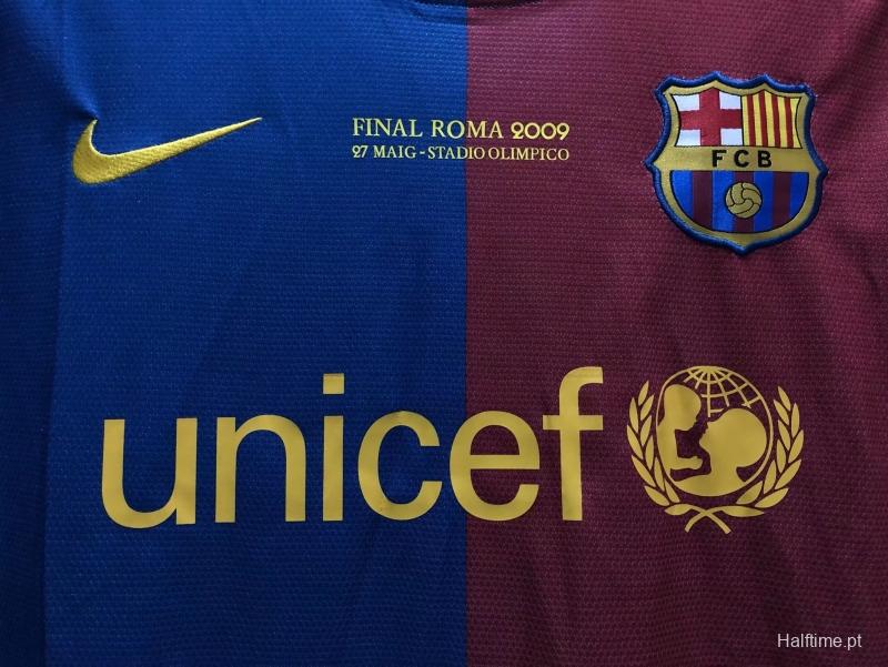 Retro 08/09 Barcelona Home Champions Version Soccer Jersey