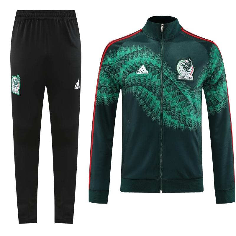 2022 Mexico Dark Green Full Zipper Tracksuit