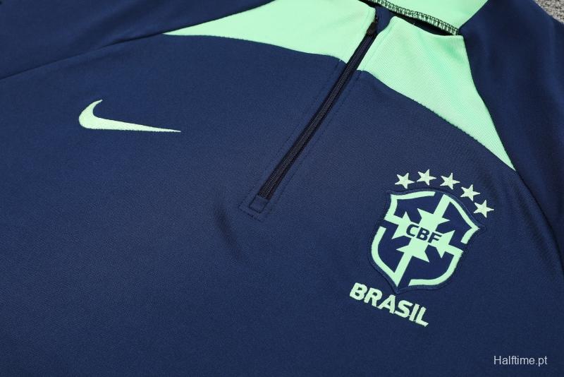 2022 Brazil Navy Half Zipper Tracksuit