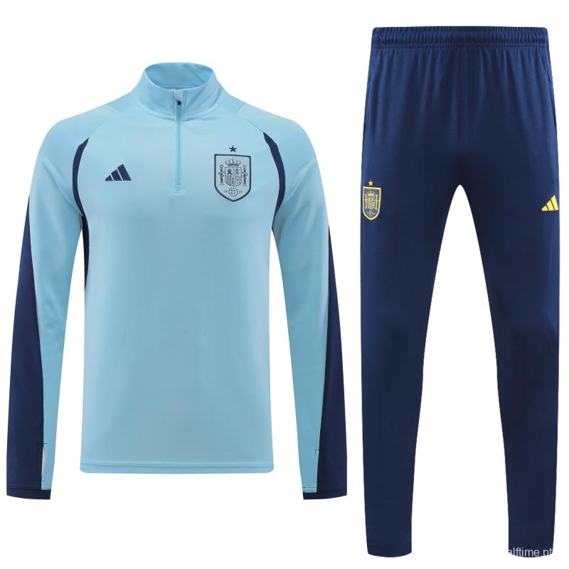 2022 Spain Blue Half Zipper Tracksuit