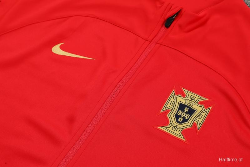 2022 Portugal Red Full Zipper Tracksuit