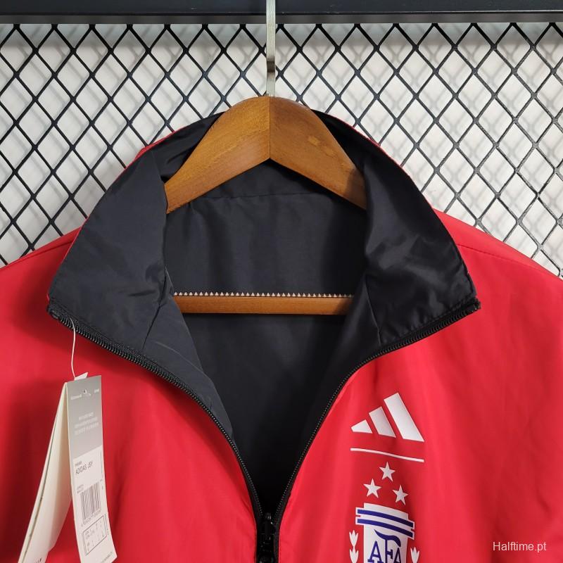 2023 Reversible 3-star Argentina Red/Black Windbreaker