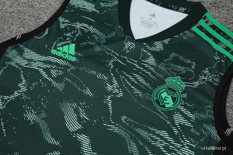 23-24 Real Madrid Black Green Pattern Vest Jersey+Shorts