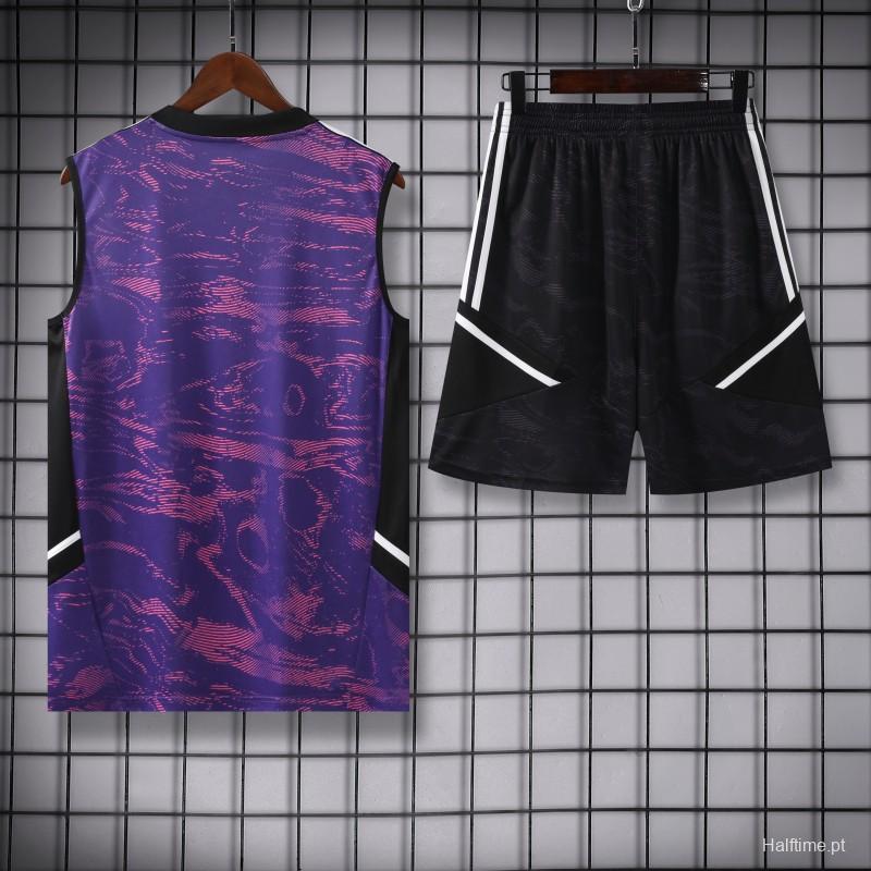 23-24 Juventus Purple Vest Jersey+Shorts