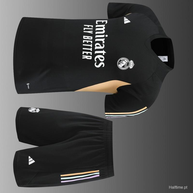 23 24 Real Madrid Black Short Sleeve+Shorts