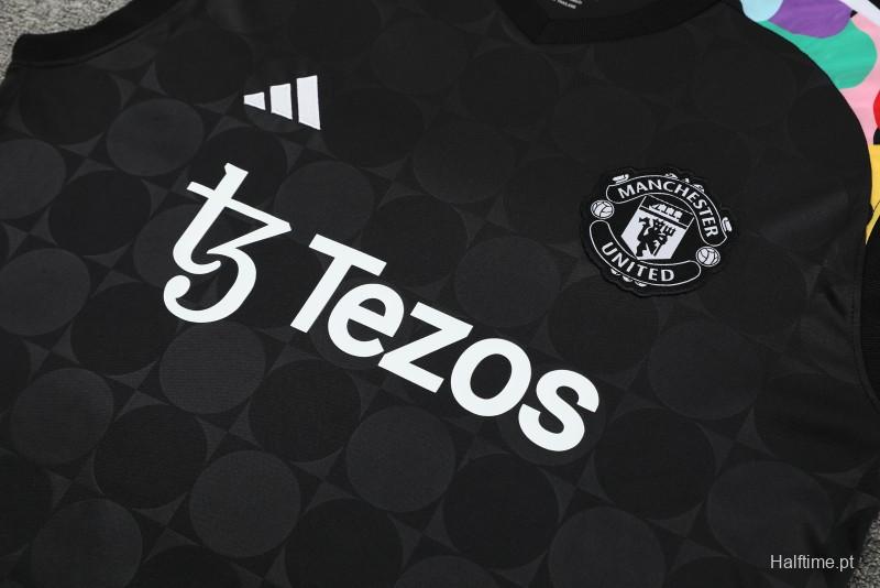 24/25 Manchester United Black Vest Jeresy+Shorts