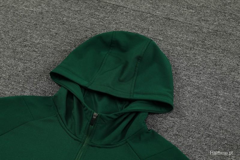 2024 Algeria Green Hoodie  Full Zipper Hoodie Jacket+Pants