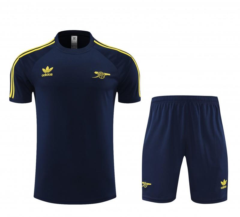23/24 Arsenal Navy/Yellow Cotton Short Sleeve Jersey+Shorts