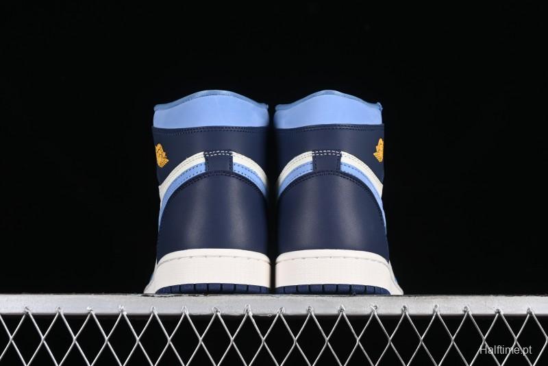 Nike Air Jordan 1 High OG "First in Flight" Basketball Shoes with UNC Blue and Yellow Accents - FD2596-400