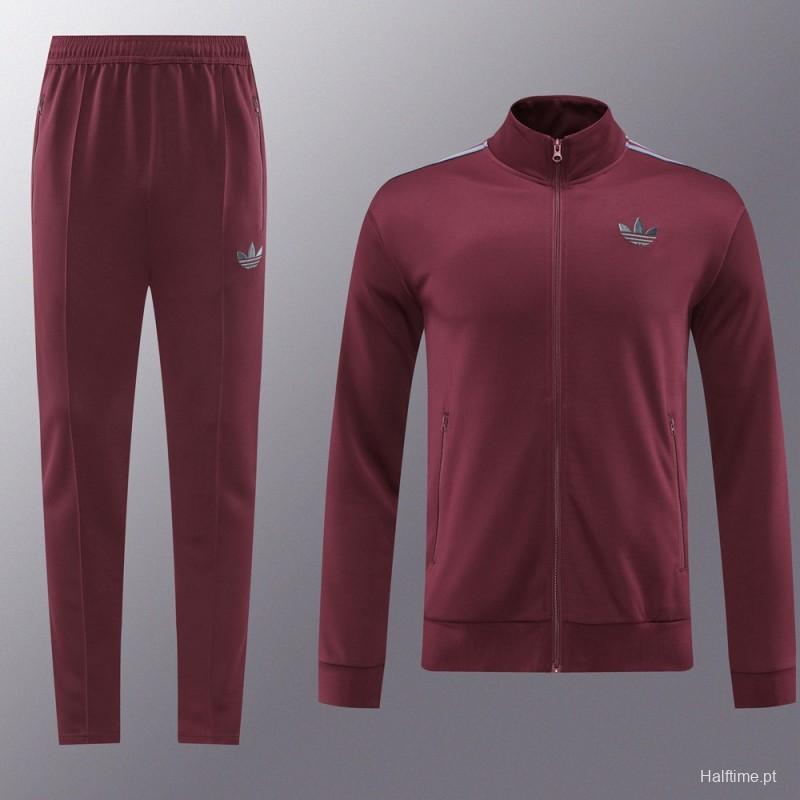 Wine adidas tracksuit on sale