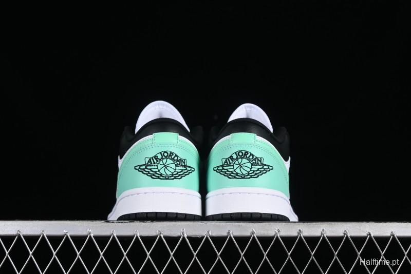 Nike Air Jordan 1 Low Retro Basketball Shoes in Mint Green and Black - 553558-131