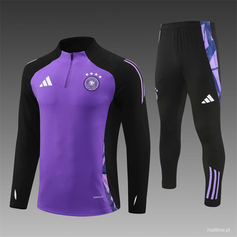 2024 Germany Purple Half Zipper Jacket+Long Pants