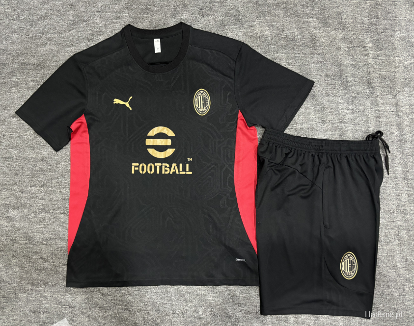 24/25 Kids AC Milan Black Short Sleeve Jersey+Shorts