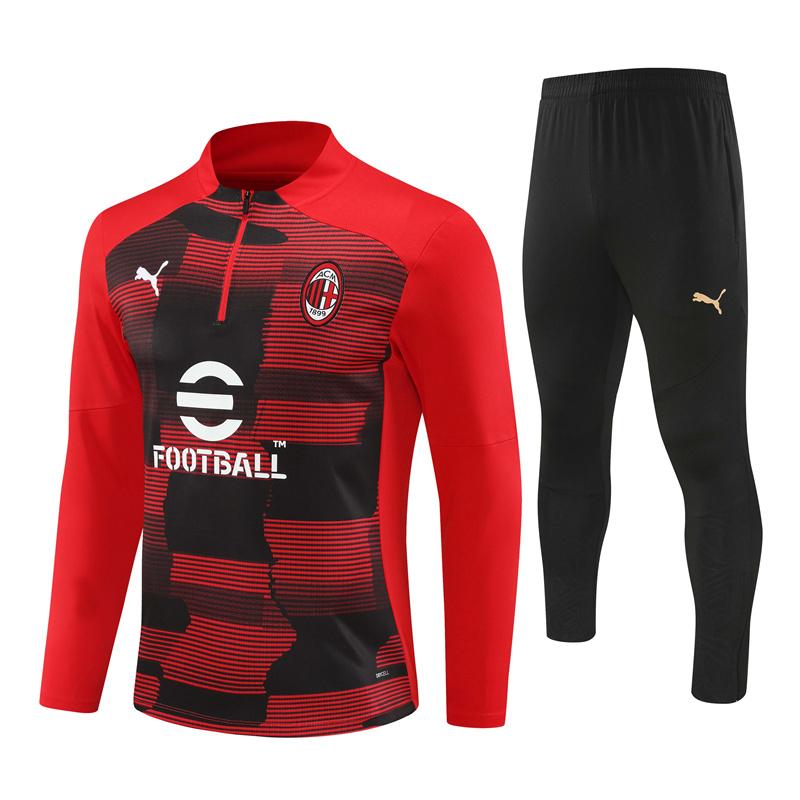 24/25 AC Milan Red Half Zipper Jacket+Long Pants